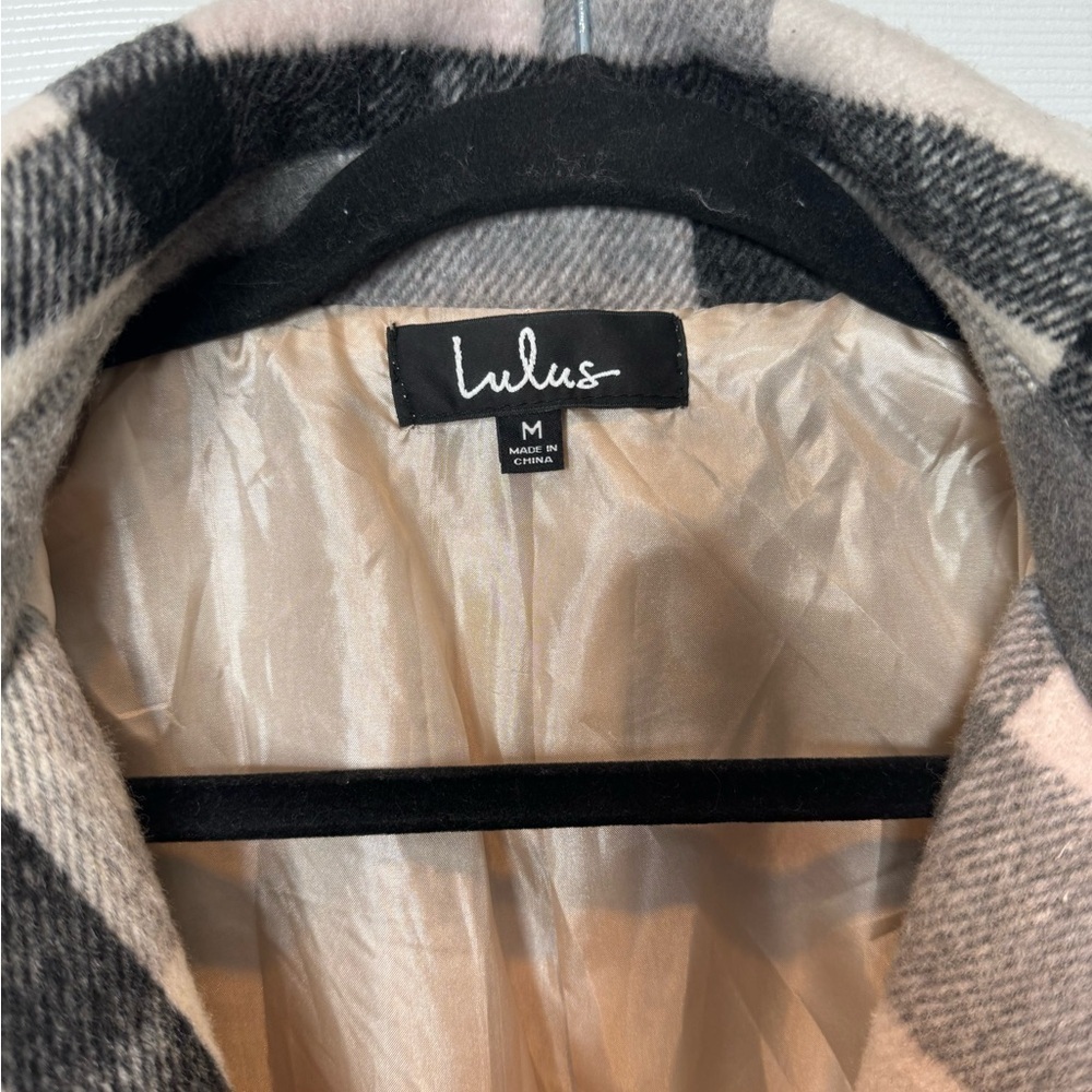 Lulus Fond of You Black & White Plaid Coat โ Size M - Picture 8 of 11